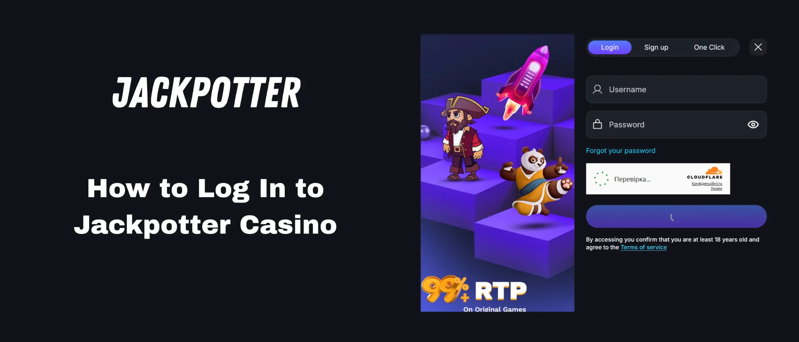 How to login to Jackpotter Casino.