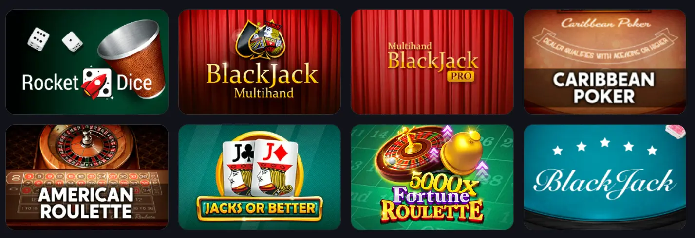 Jackpotter casino table games.